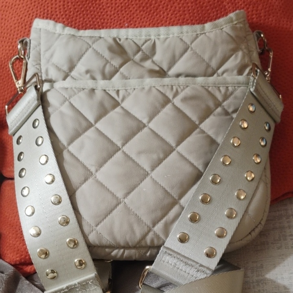 Haute Shore Quilted Tan Crossbody Bag